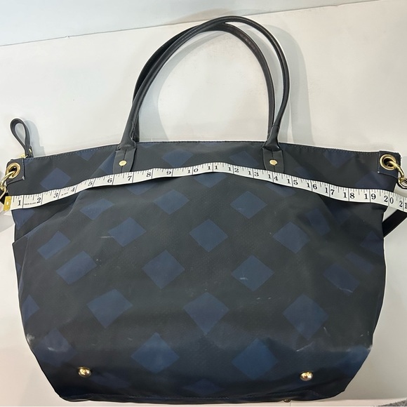 👜 Lands' End Navy Blue/Black Diamond Canvas Tote Shoulder Bag 🌟 - Picture 15 of 16
